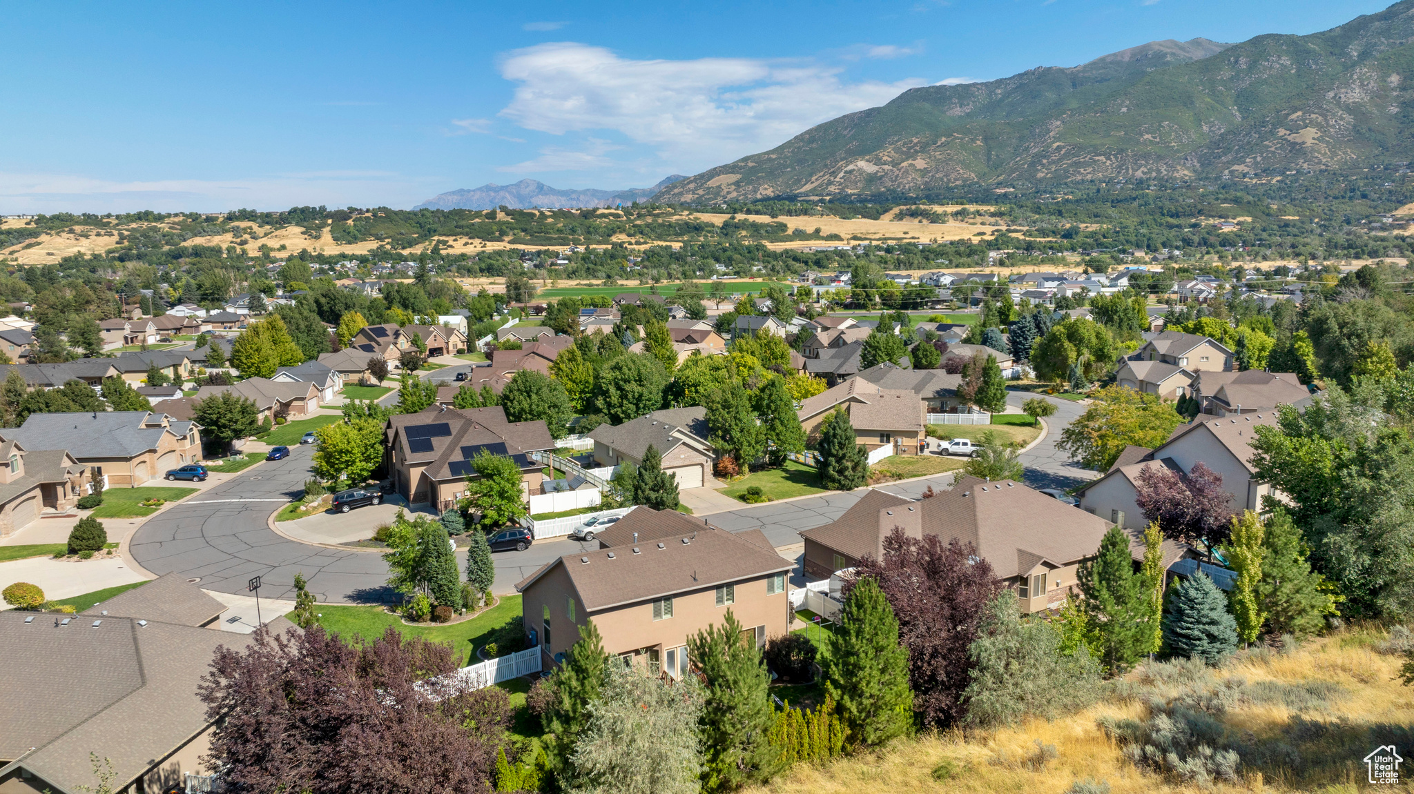 Drone / aerial view featuring a mountain view