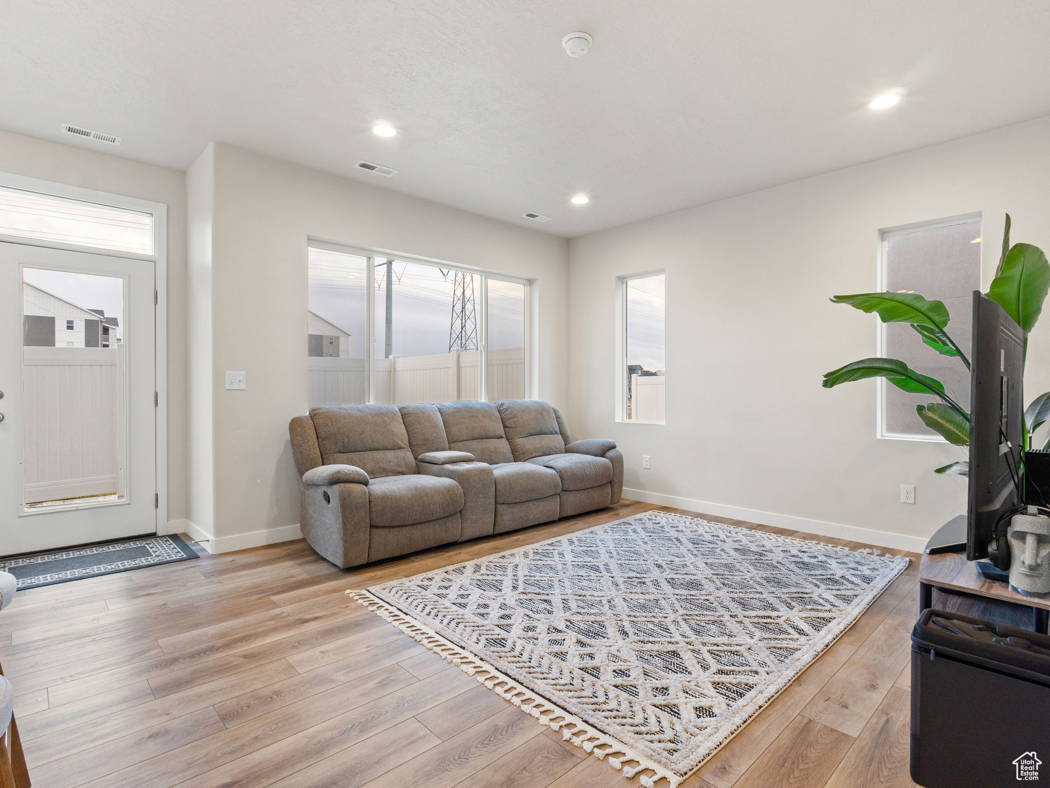 Living room featuring light wood-type flooring