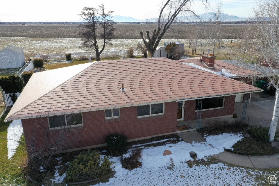 Drone / aerial view with a mountain view