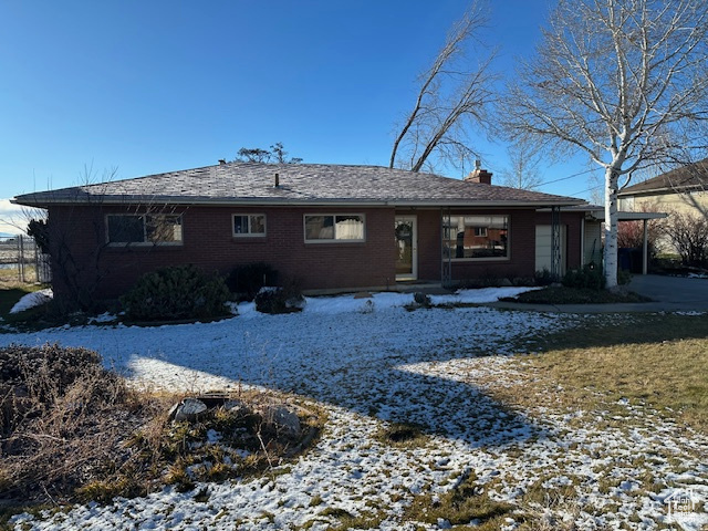 View of snow covered house