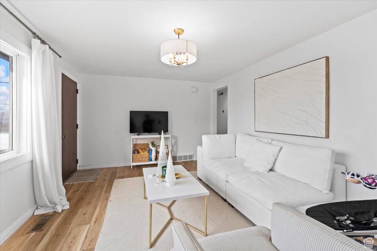 Living room featuring light hardwood / wood-style floors