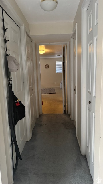 Corridor with carpet flooring