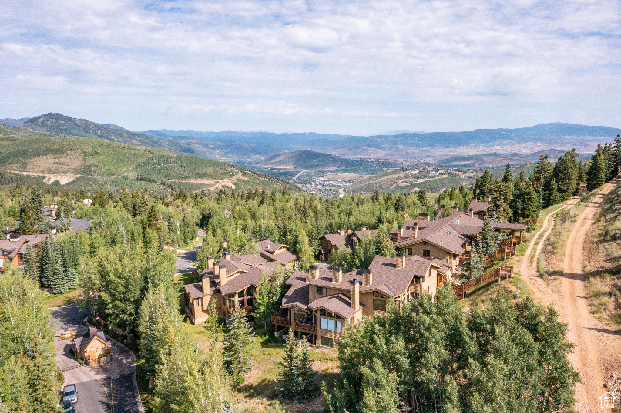 Aerial view featuring a mountain view