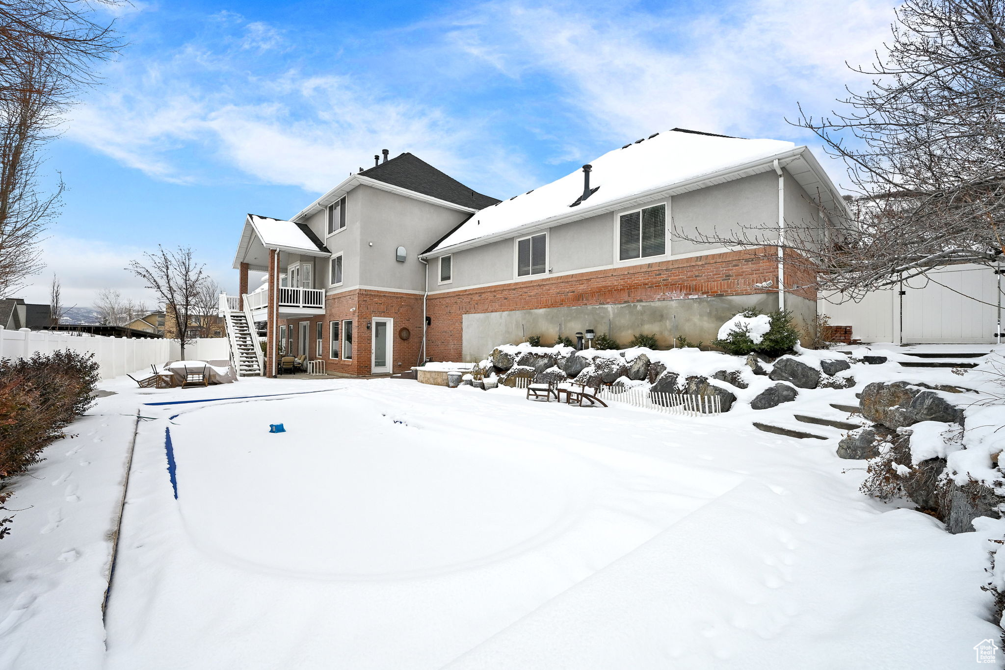 Pool area covered in snow