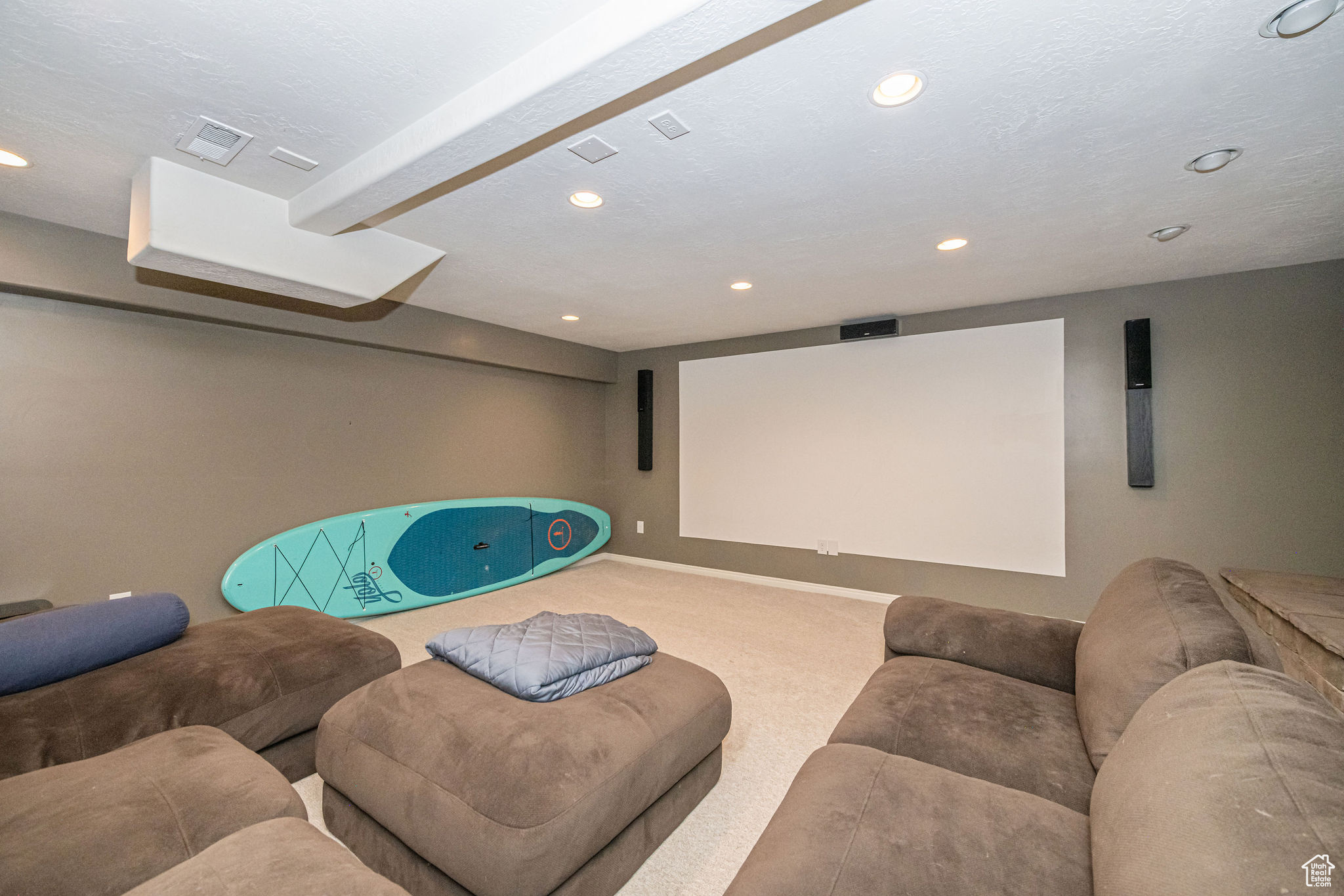 View of carpeted home theater room