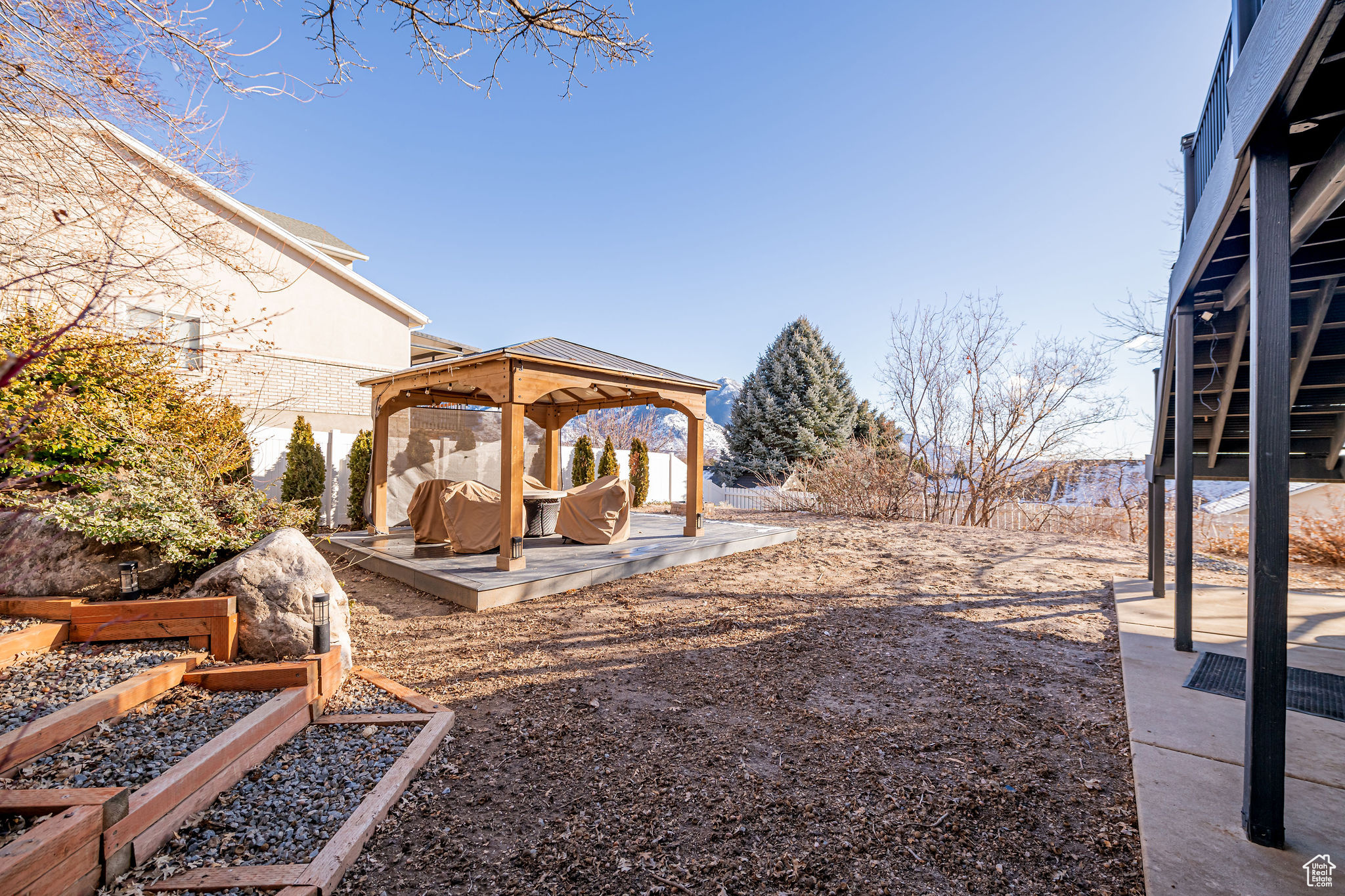View of yard with a gazebo