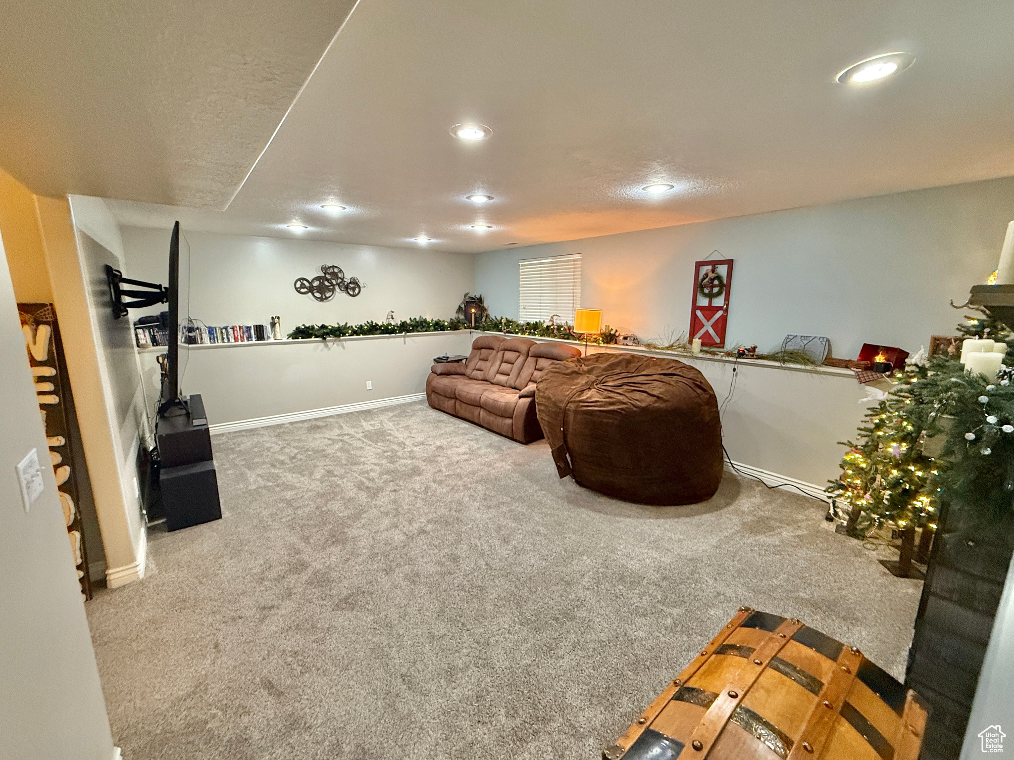 Living room featuring carpet flooring