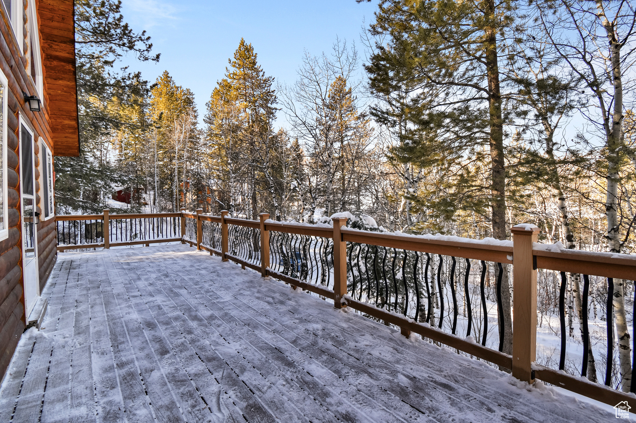 View of snow covered deck