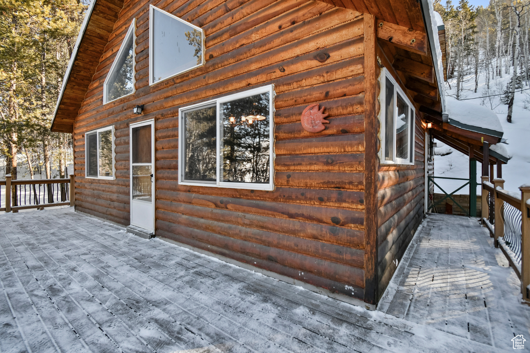 View of snow covered deck