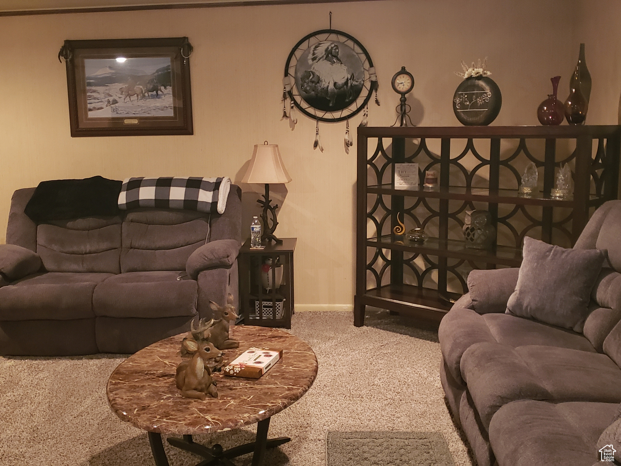 Living room with carpet flooring