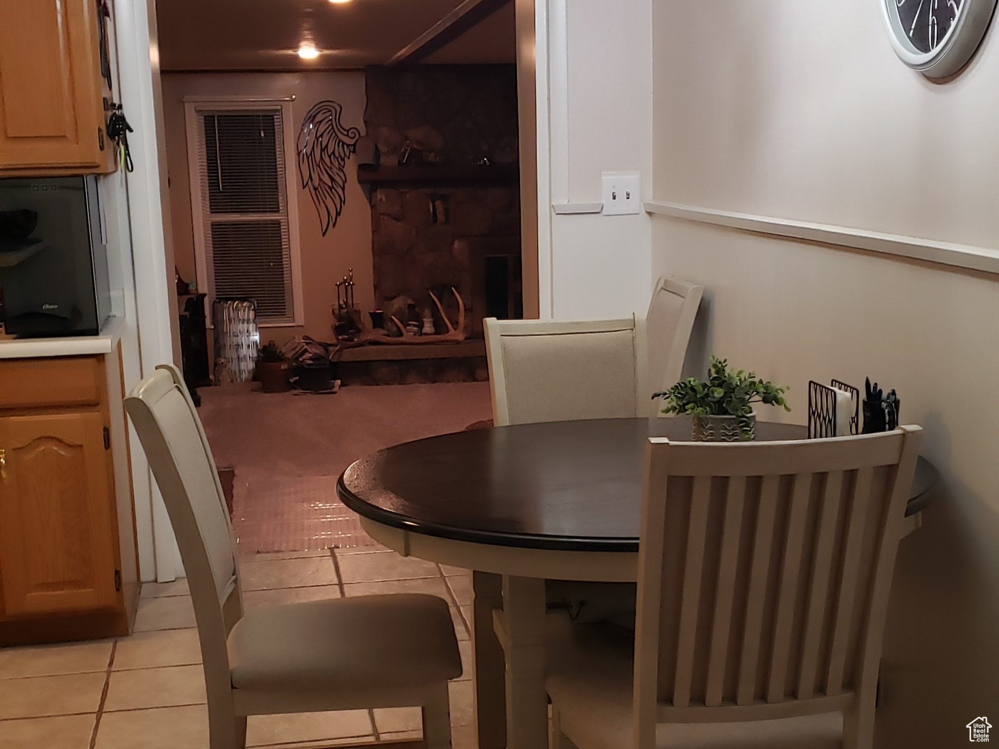 Dining room featuring light tile patterned floors