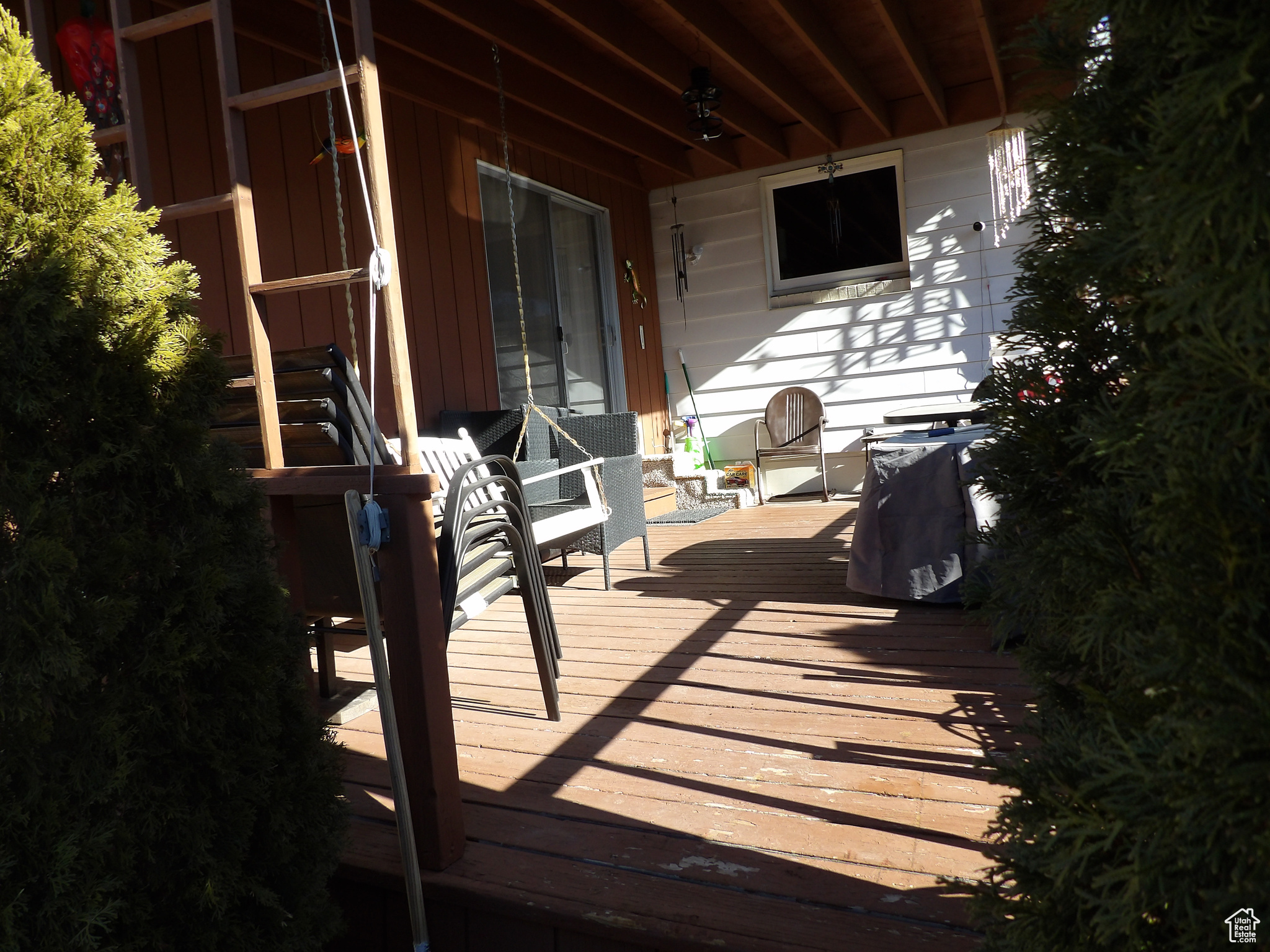 View of wooden deck.