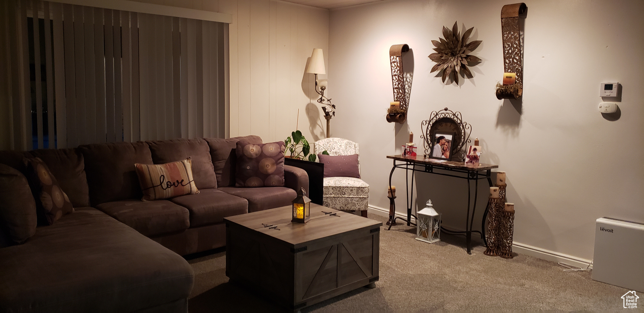 Living room featuring carpet flooring