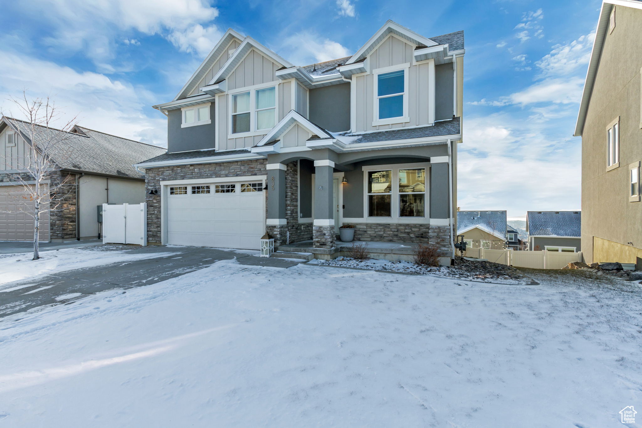 View of front of house with a garage