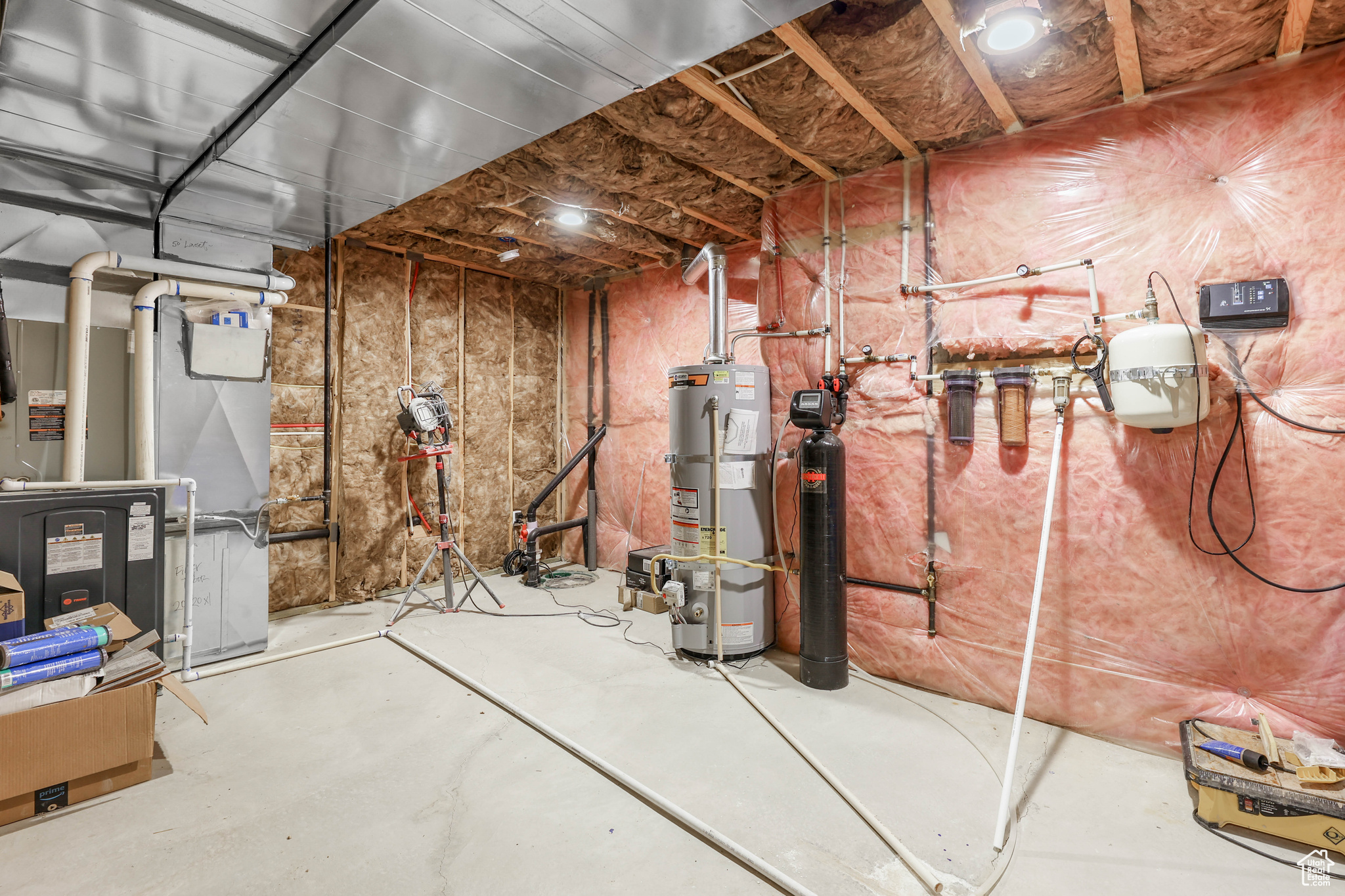Basement with water heater