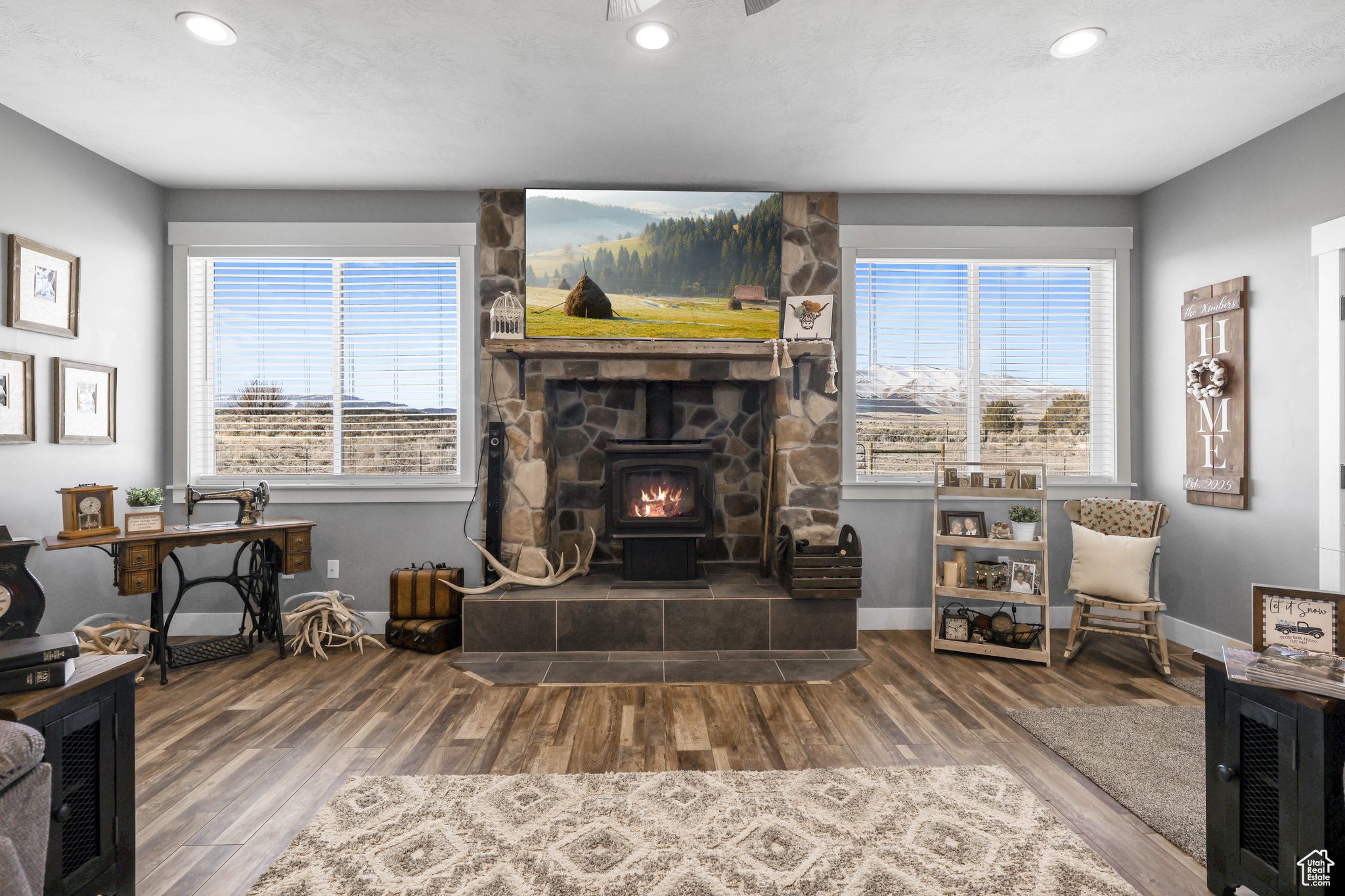 Living room featuring hardwood / wood-style floors