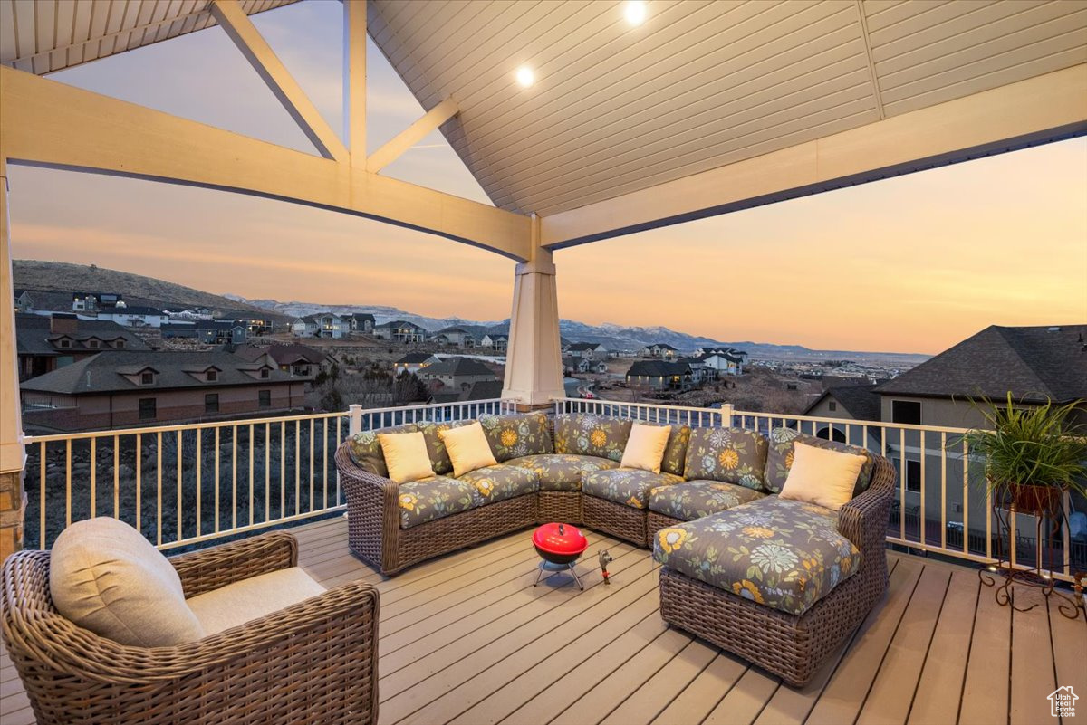 View of deck at dusk