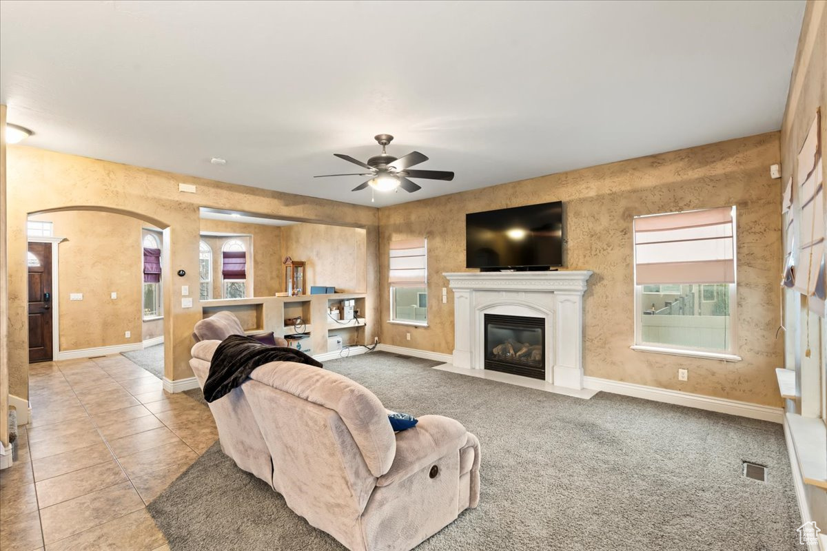 Great room looking towards front door and formal living room