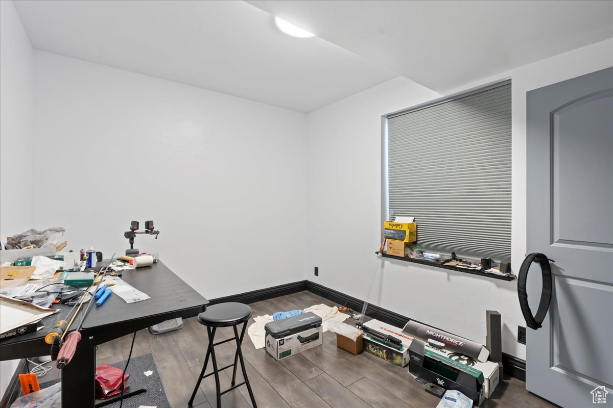 Basement bedroom used for crafts