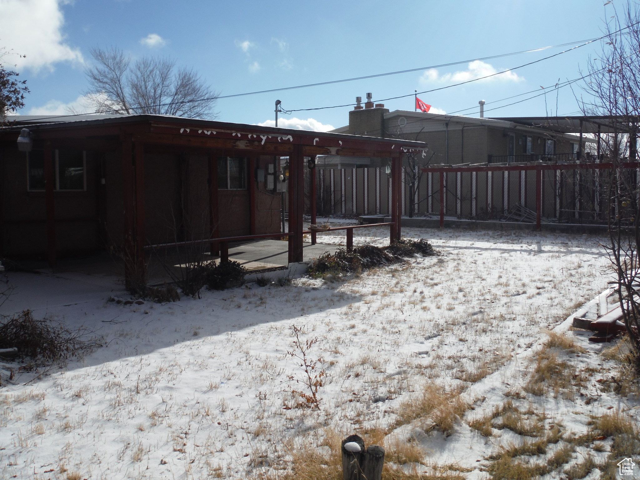 View of snow covered property