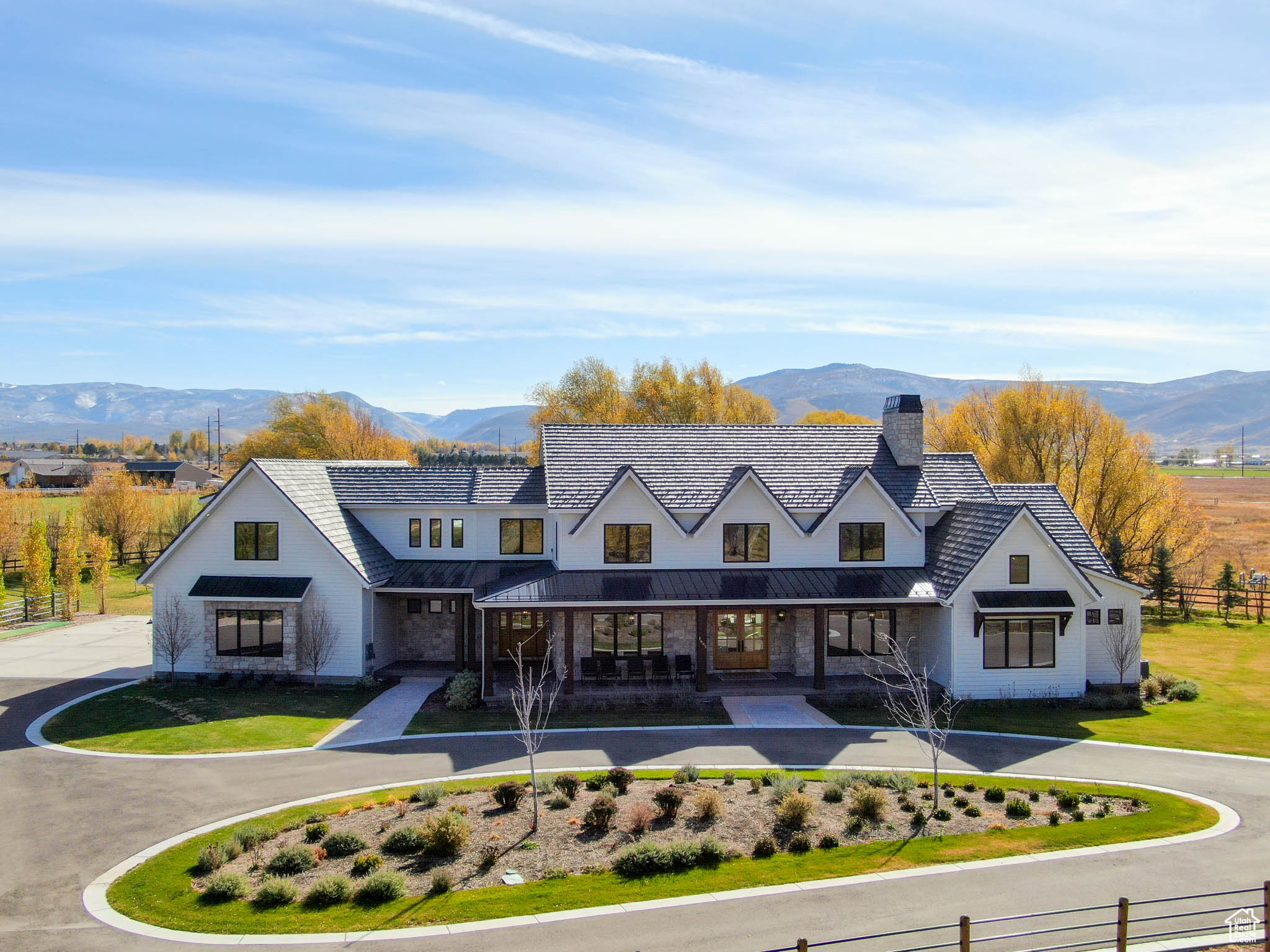 Modern farmhouse style home featuring a mountain view