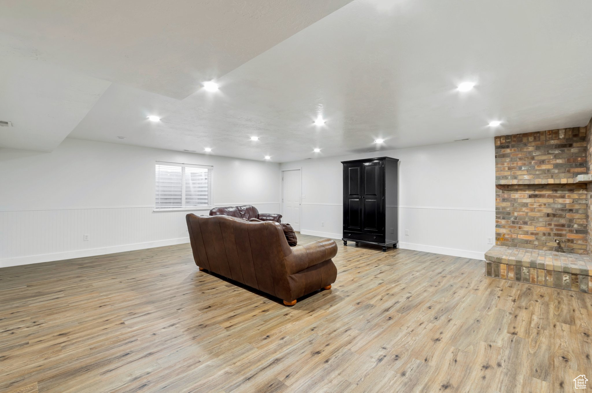 Living room featuring light wood-type flooring