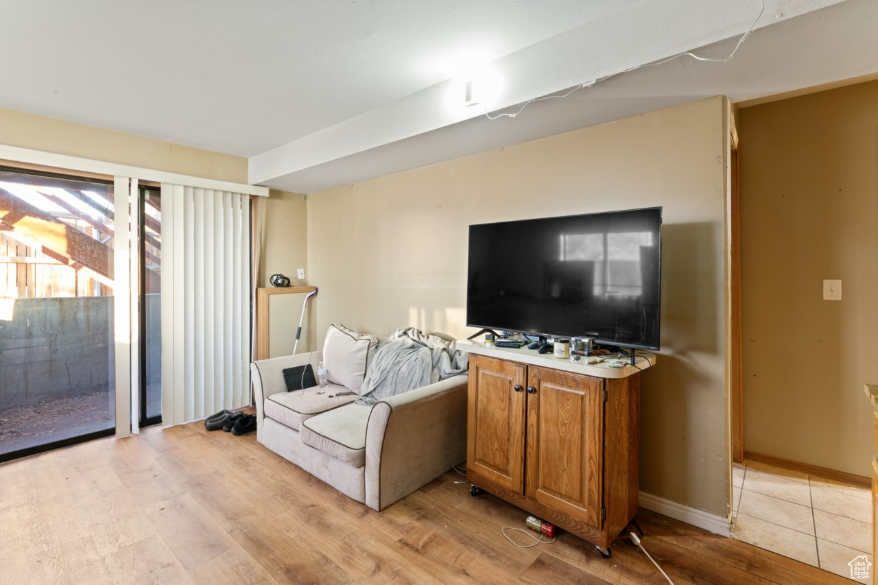 Living room featuring light hardwood / wood-style flooring