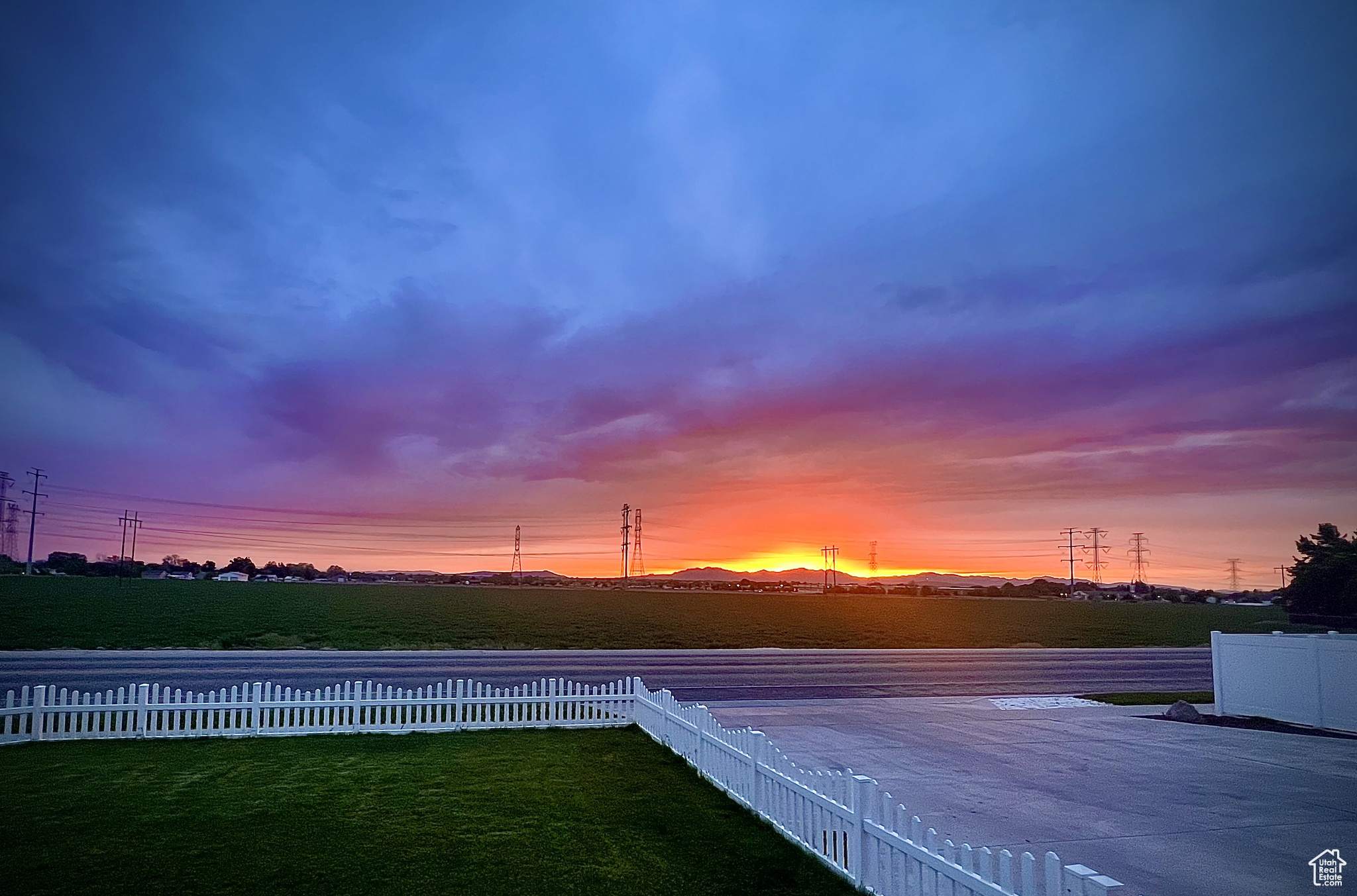 View of yard at dusk