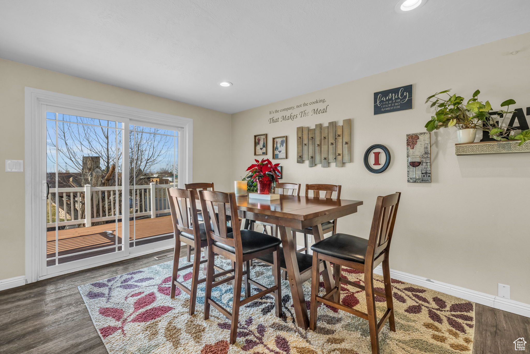 Dining area featuring dark hardwood / wood-style flooring