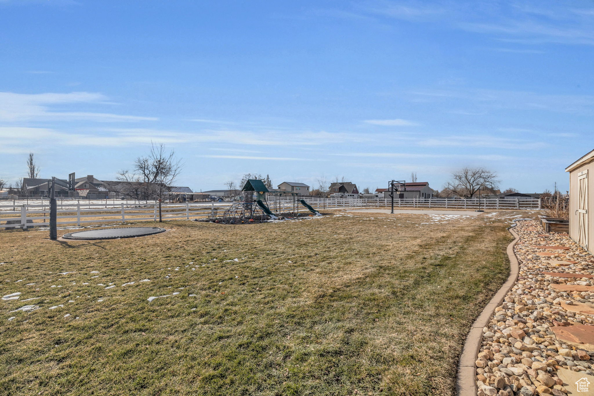 View of yard featuring a playground