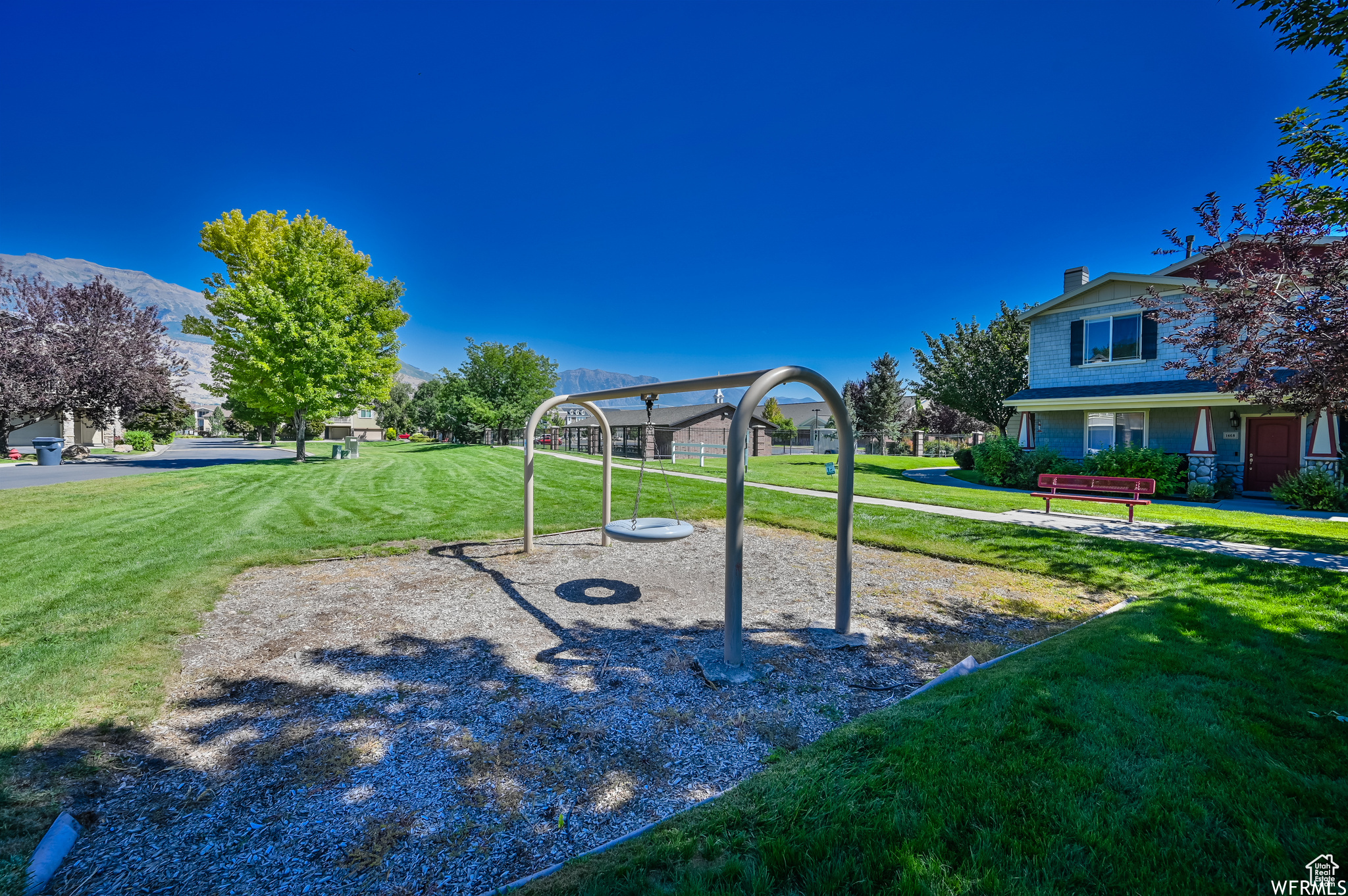 Exterior space with a playground