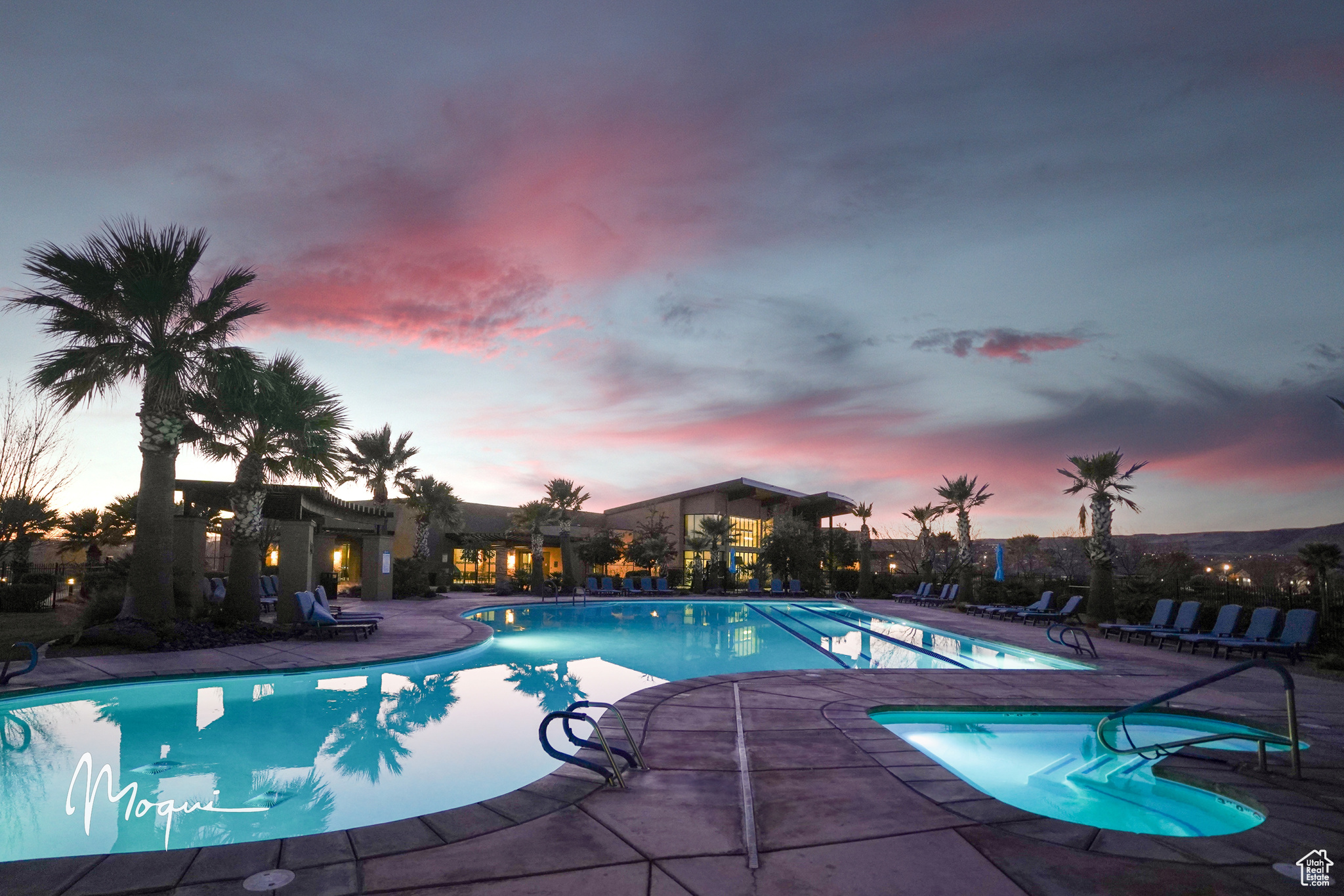 The outdoor pool area looking towards the award winning community center. This is why people choose to live in Brio.