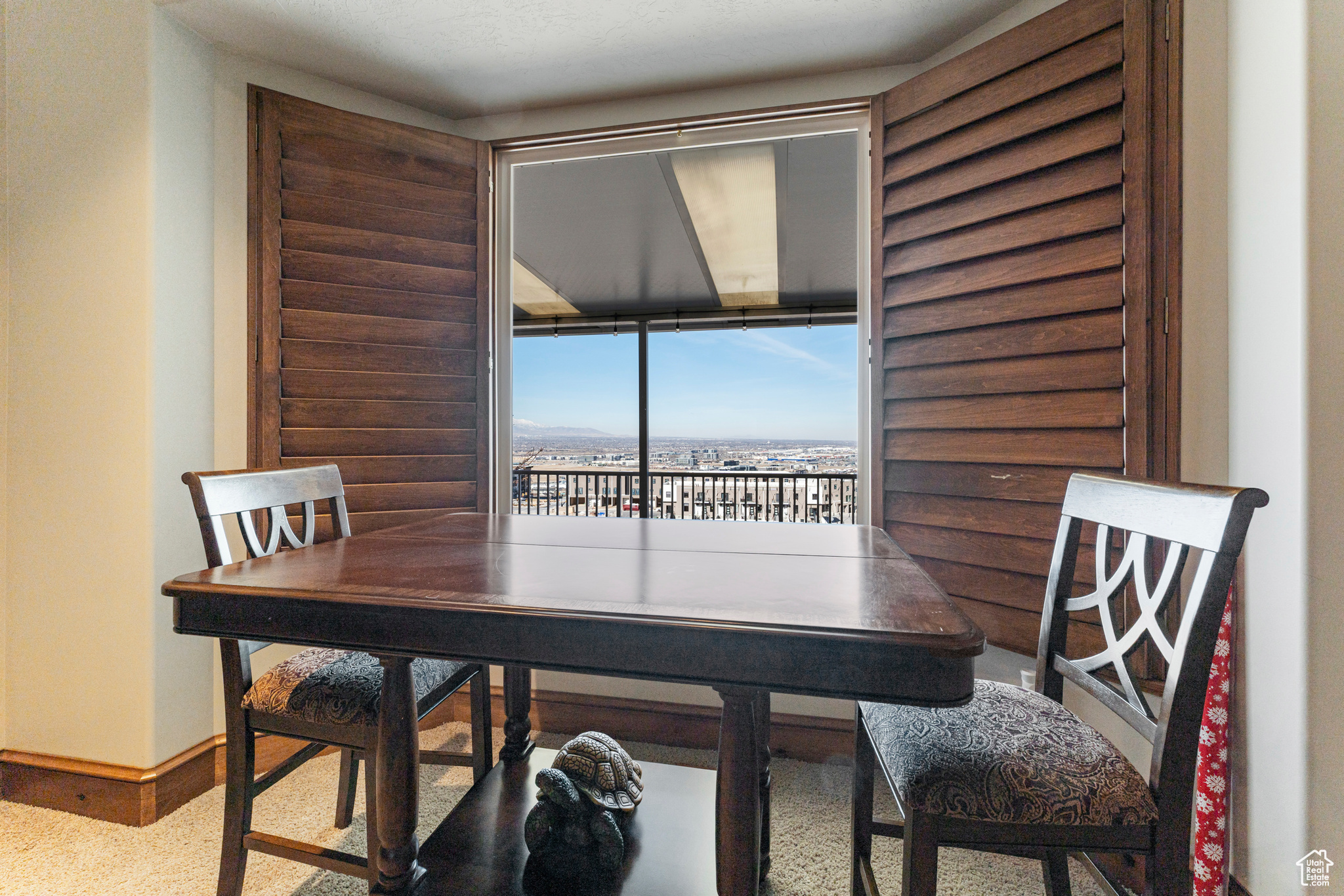 View of carpeted dining area