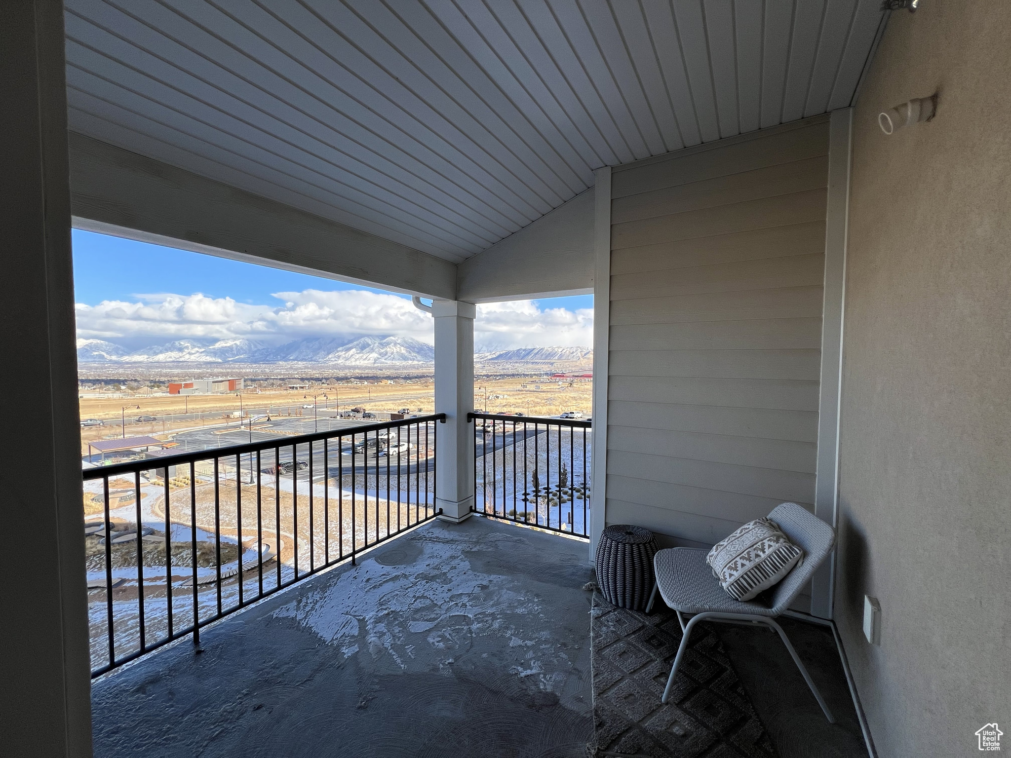 Balcony with a mountain view