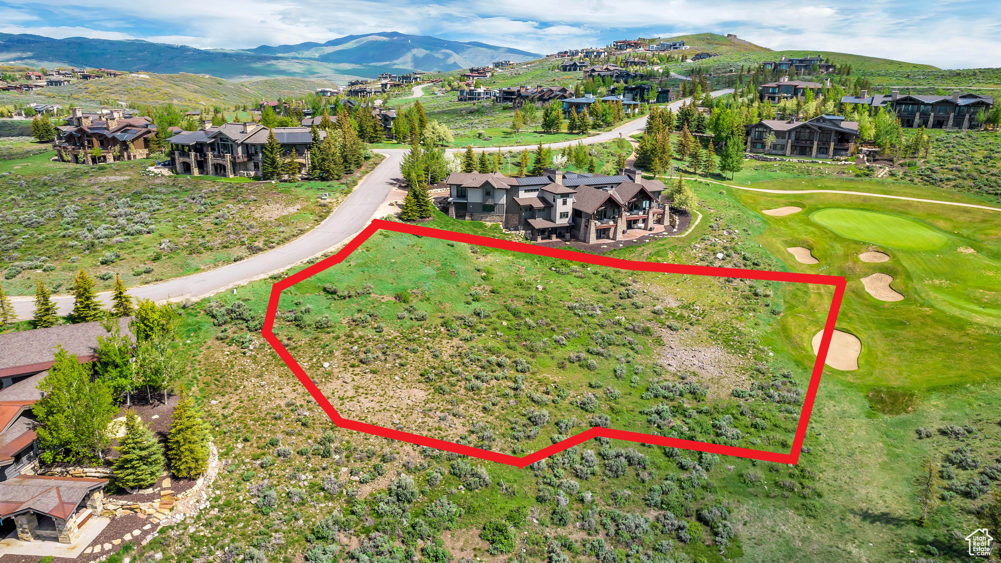 Birds eye view of property with a mountain view