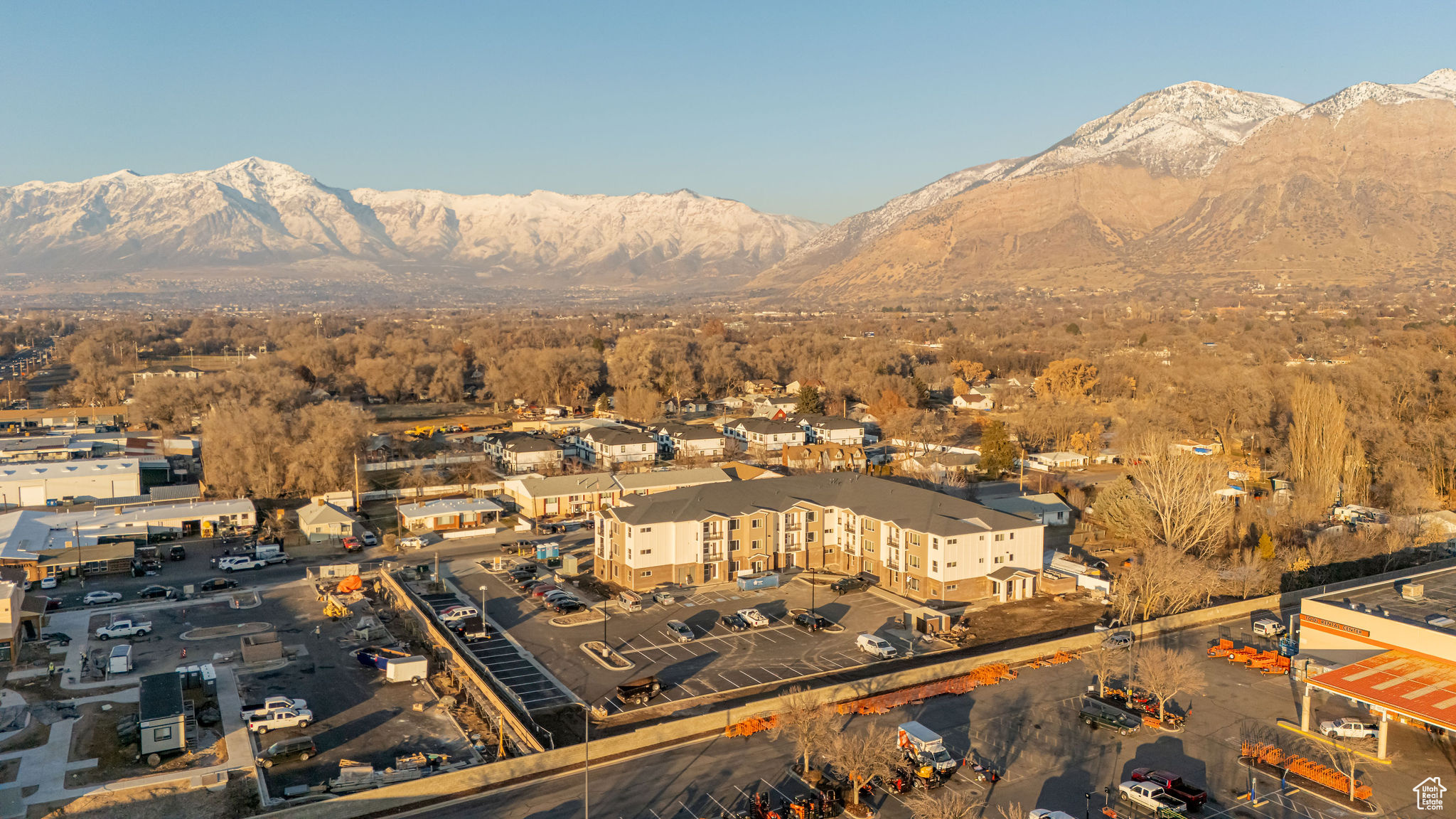 Drone / aerial view with a mountain view