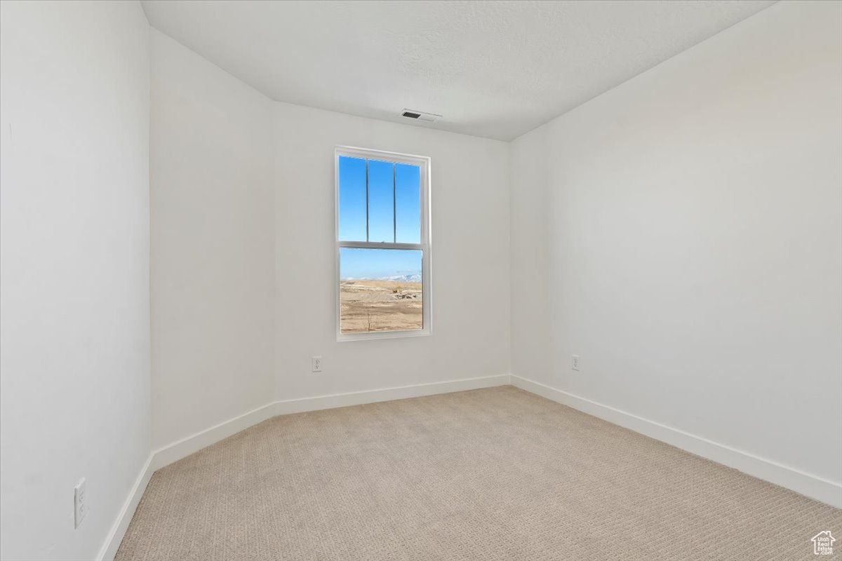 Spare room featuring light carpet