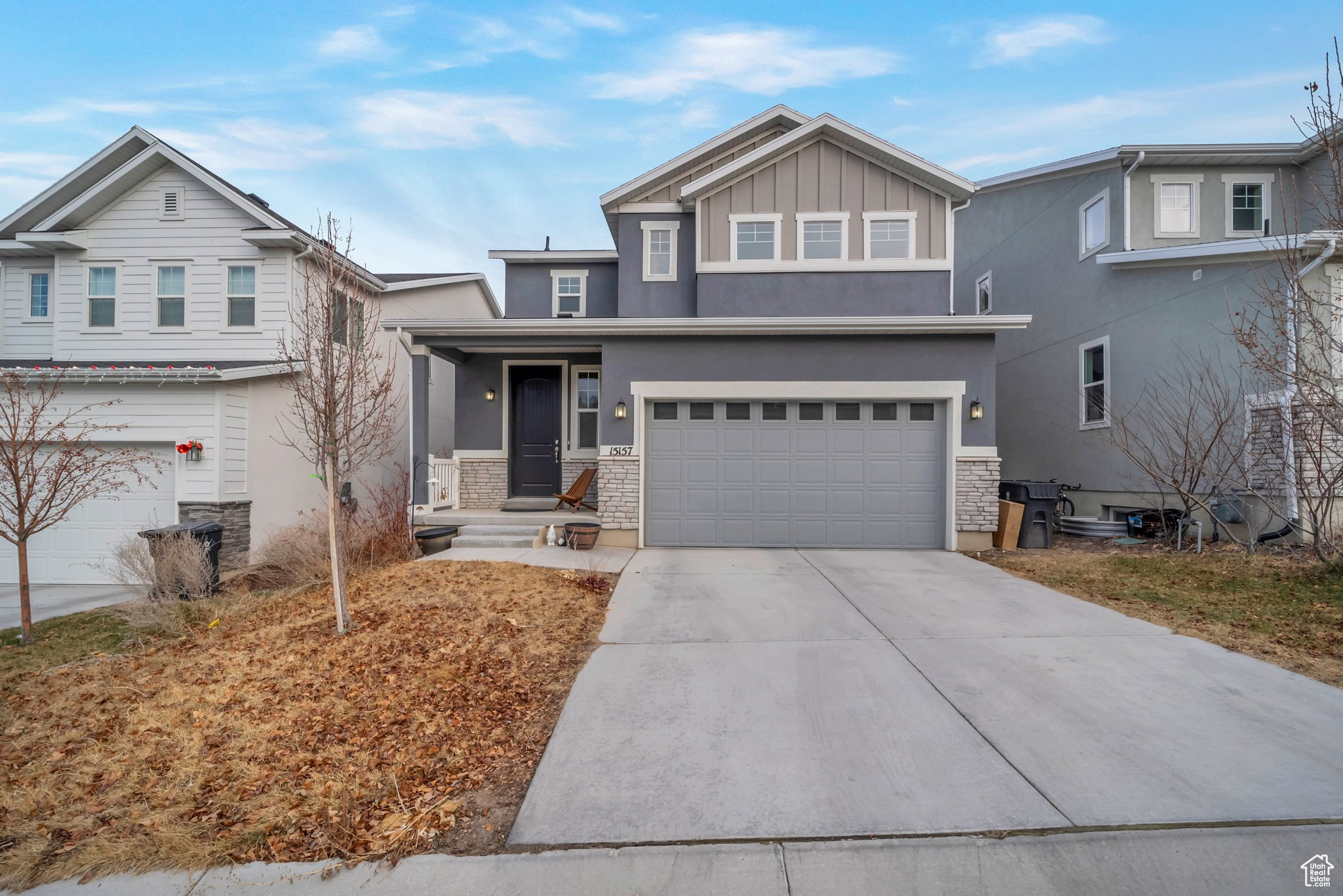 View of front of home with a garage