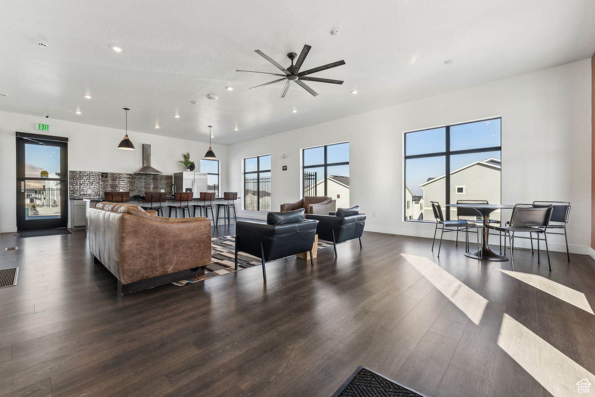 Living room featuring dark hardwood / wood-style floors