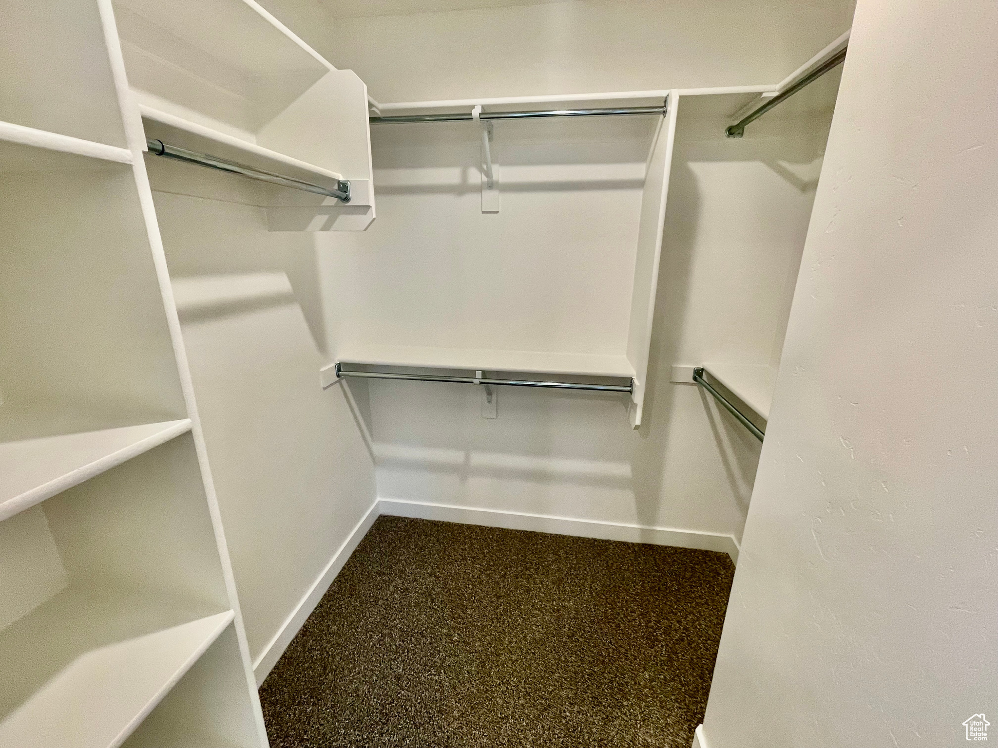 Spacious closet with carpet flooring