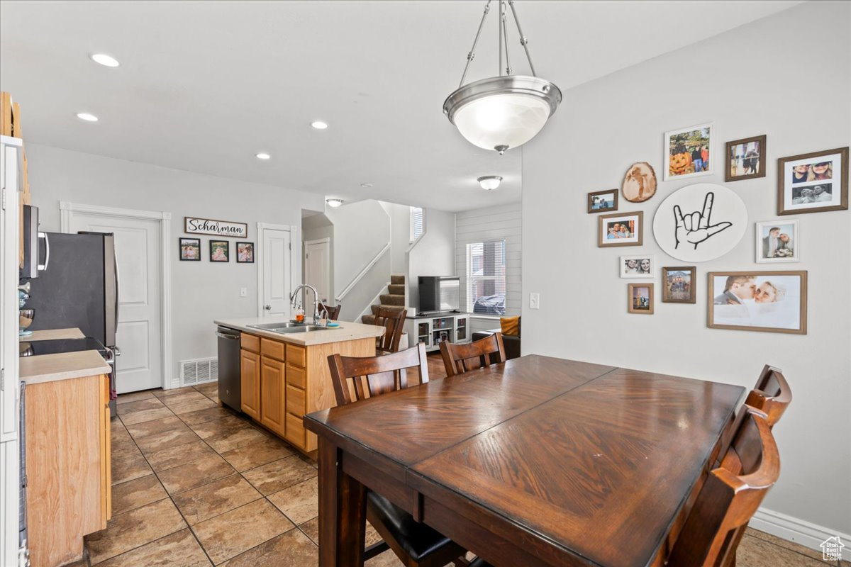 Dining space with sink