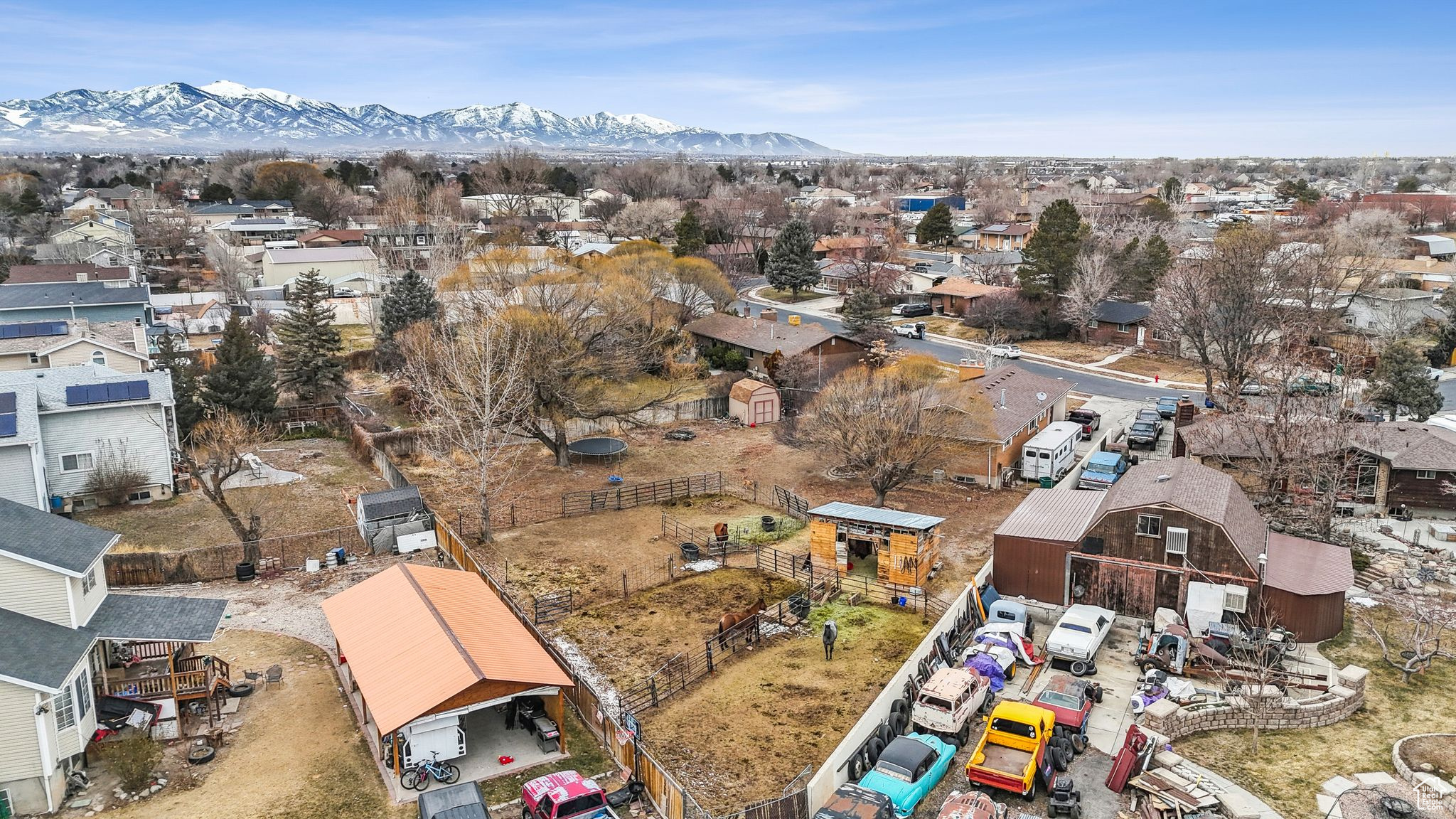 Aerial view featuring a mountain view