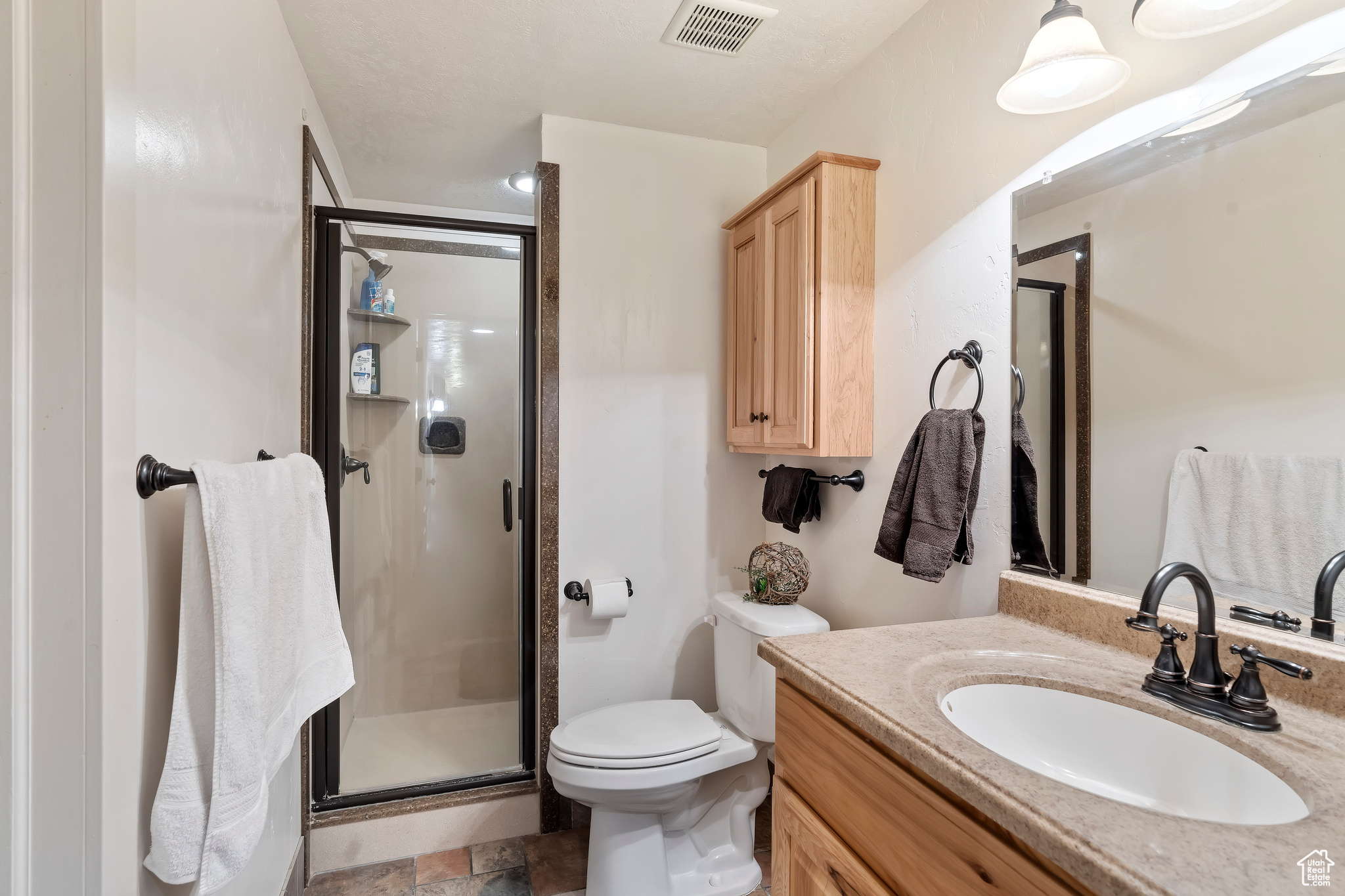 Main bathroom. This bathroom is very workable for a family with the tub and toilet in it's own room.