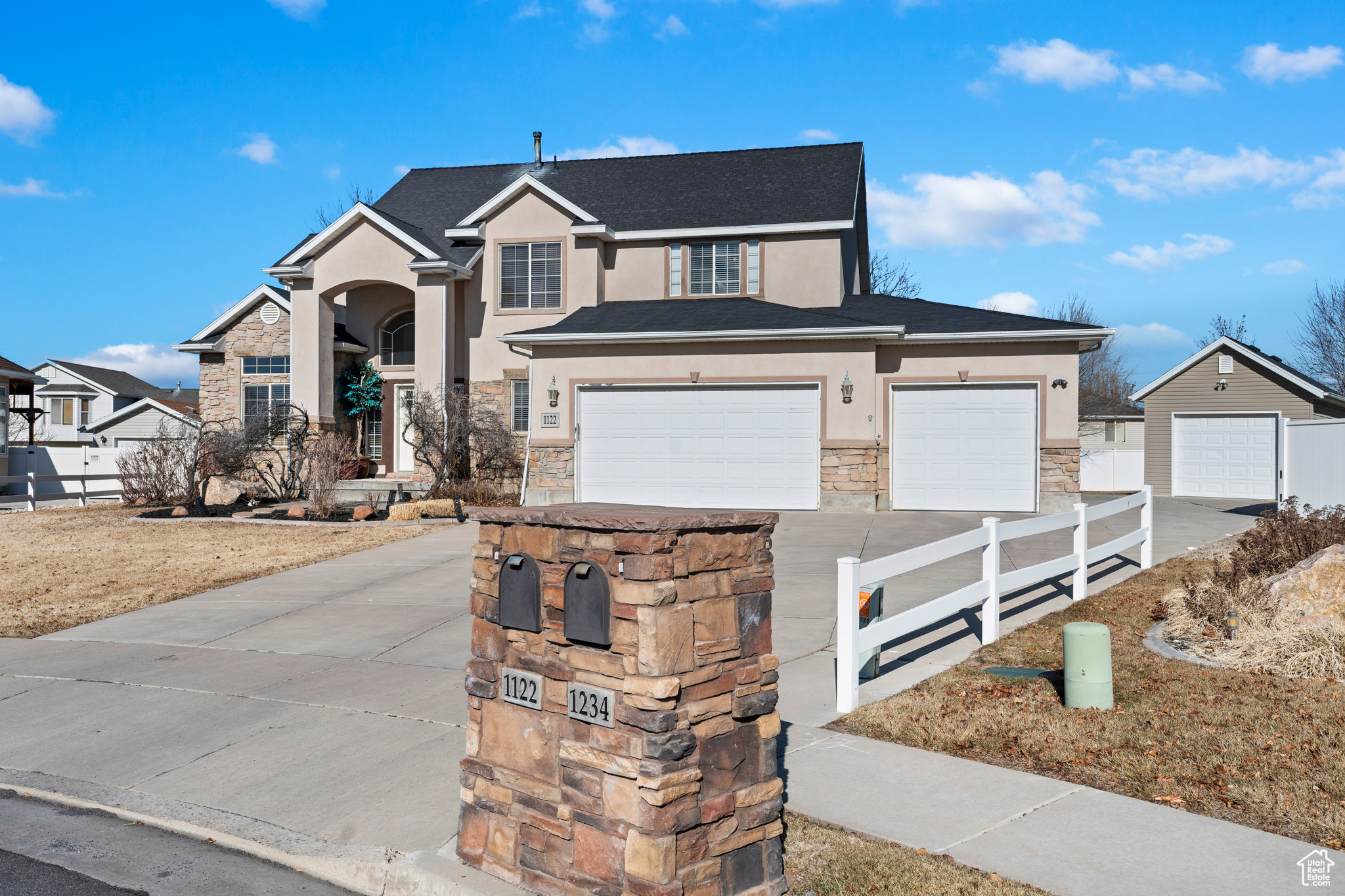 View of front of home with a garage