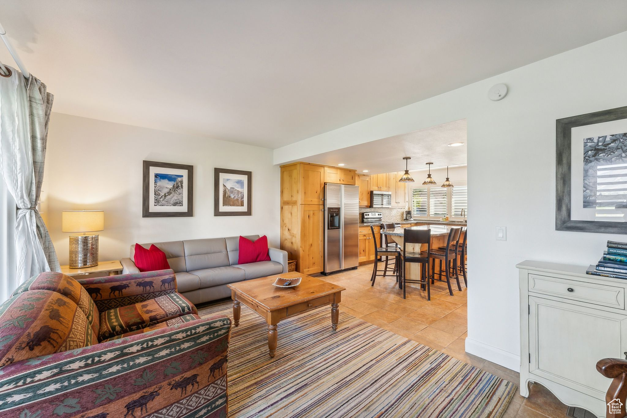 View of tiled living room