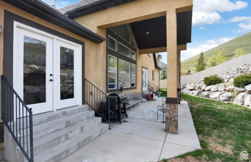 View of patio / terrace with french doors and grilling area