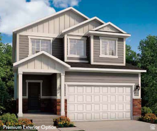 Craftsman inspired home featuring a garage