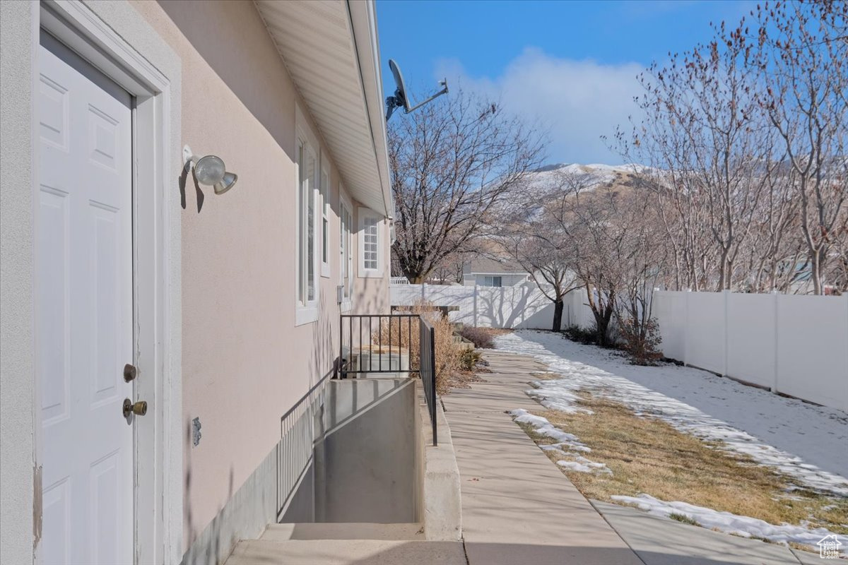 Exterior space with a mountain view