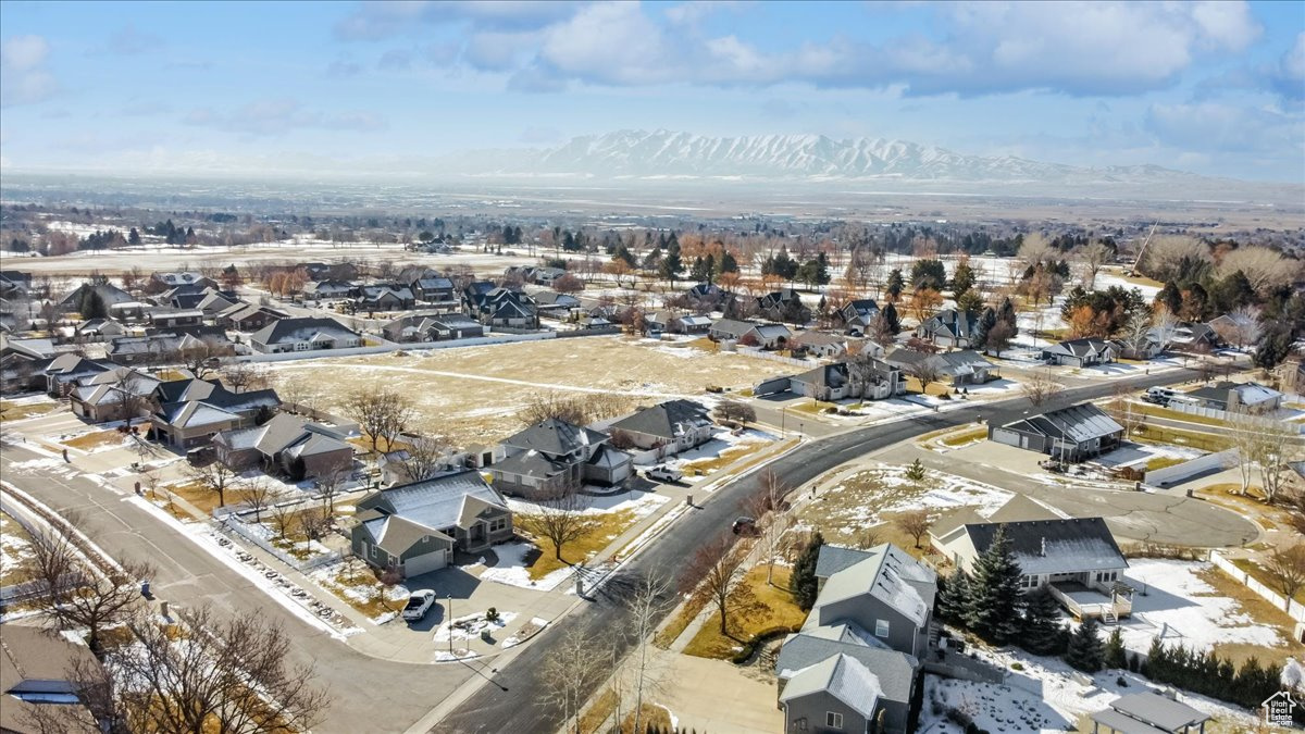 Drone / aerial view with a mountain view