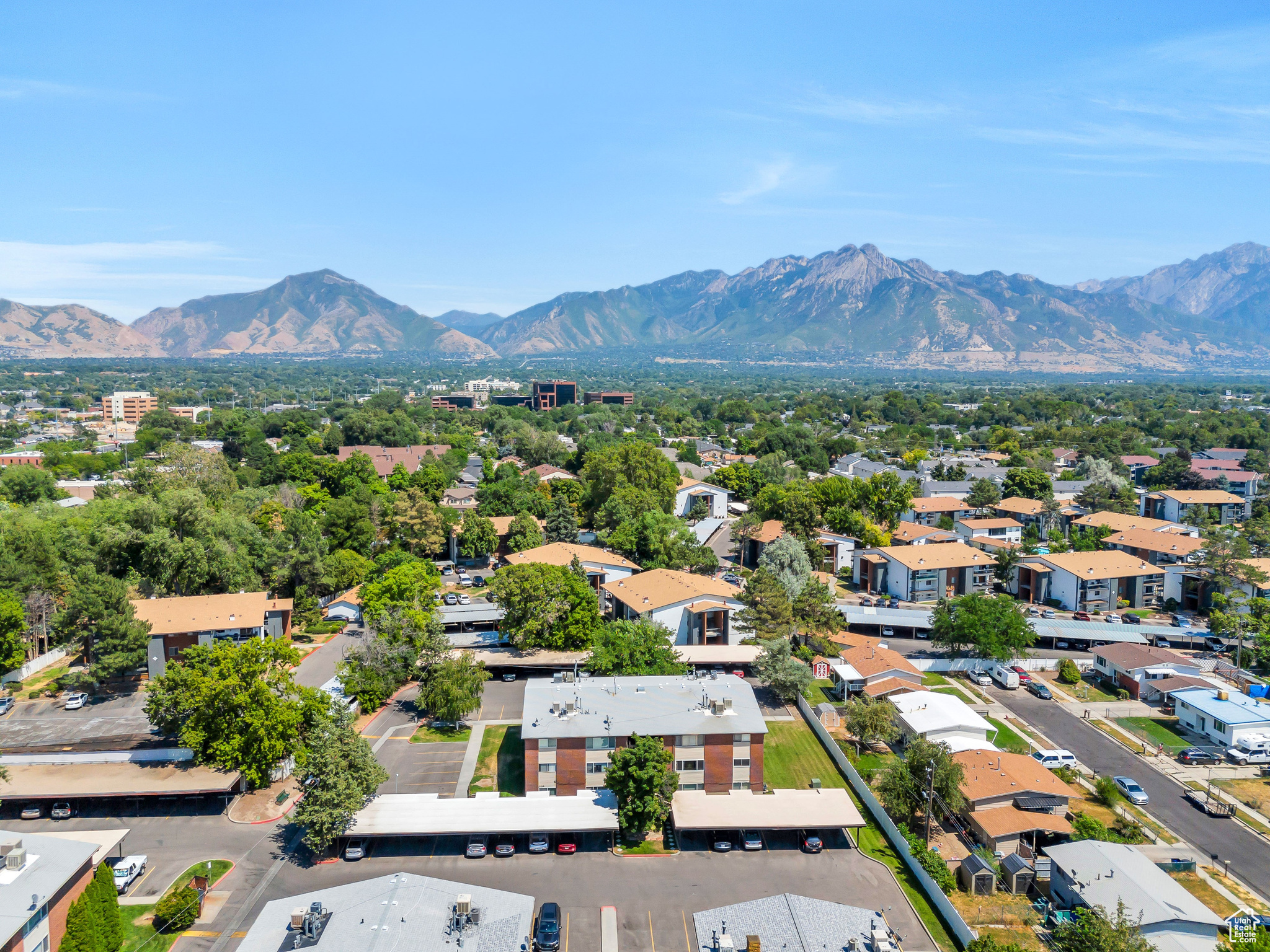 Aerial view featuring a mountain view